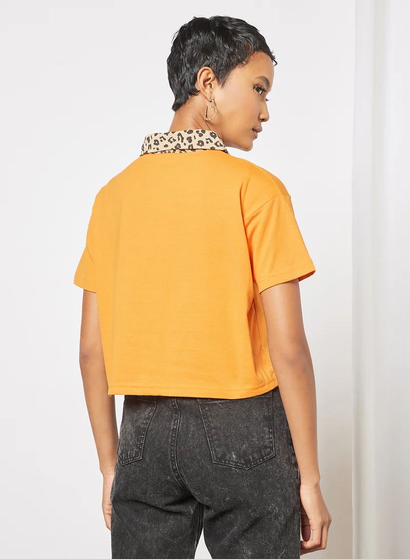 Sivvi x GenM Leopard Print Collar Top