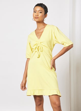 Ruched Mini Dress Yellow - v1649591082/N47001322V_1