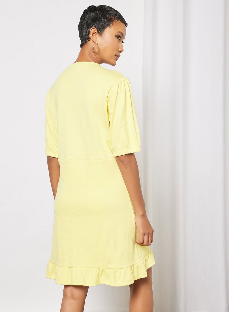 Ruched Mini Dress Yellow