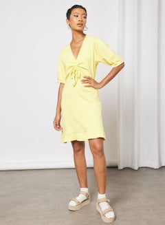 Sivvi x GenM Ruched Mini Dress Yellow  - Image 4