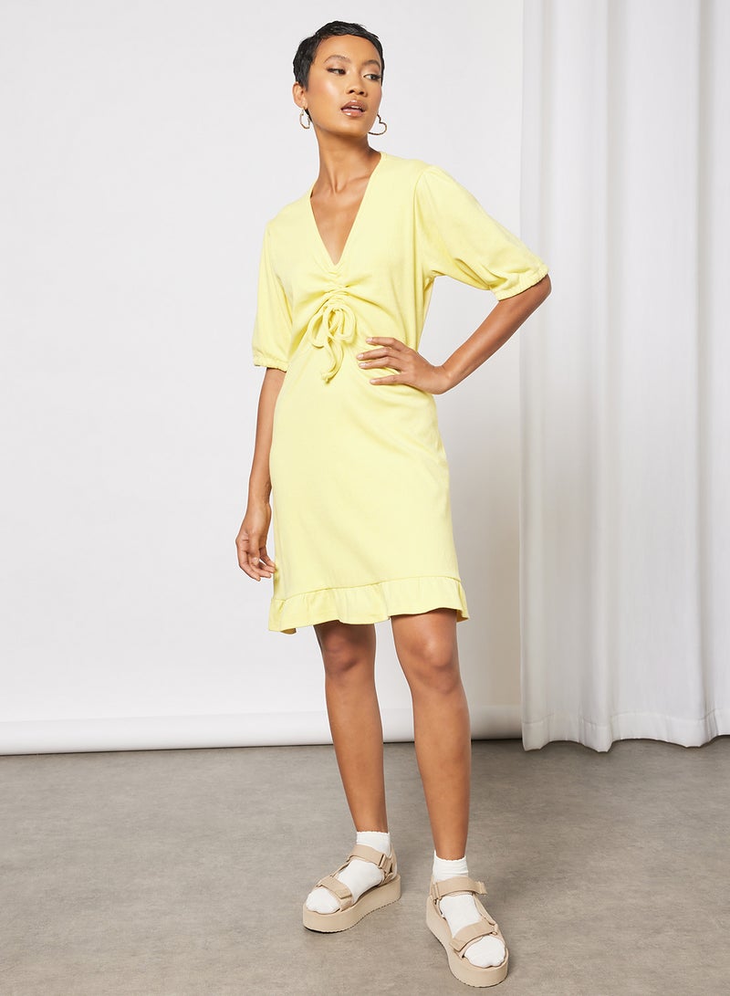 Ruched Mini Dress Yellow