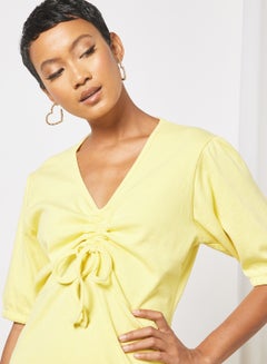 Sivvi x GenM Ruched Mini Dress Yellow  - Image 3