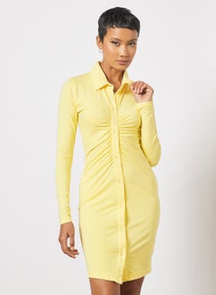 Ruched Shirt Dress Yellow - v1649591083/N47001330V_1