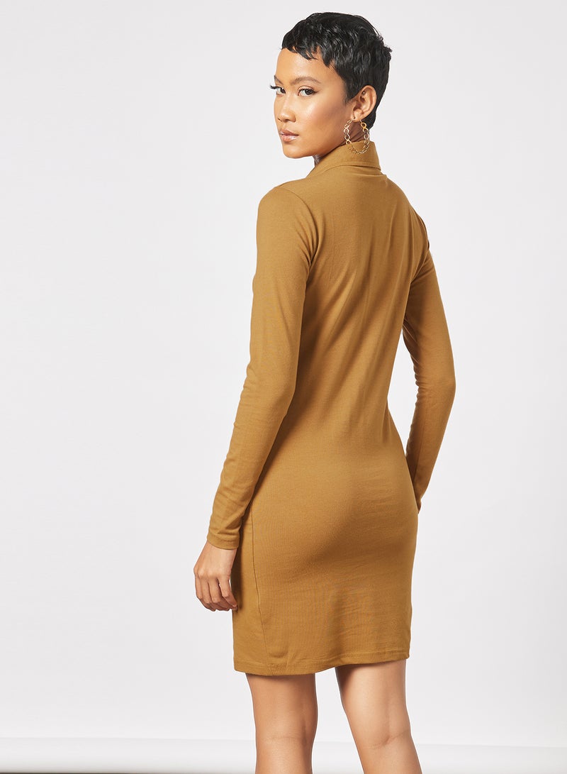 Sivvi x GenM - Ruched Shirt Dress Brown - Image 1