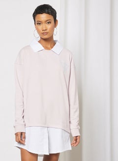 Collared Sweatshirt Dress Light Purple
