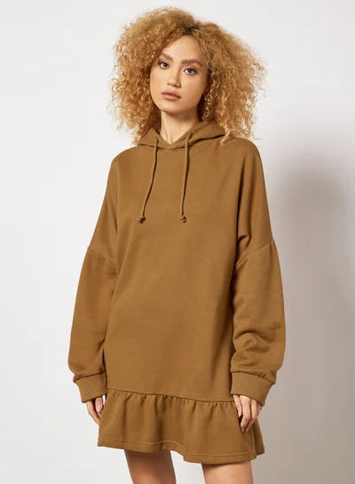Sivvi x GenM Hooded Jersey Dress Brown