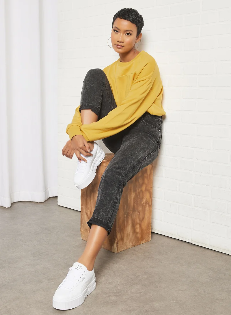 Sivvi x GenM Drawcord Hem Cropped Sweatshirt Yellow