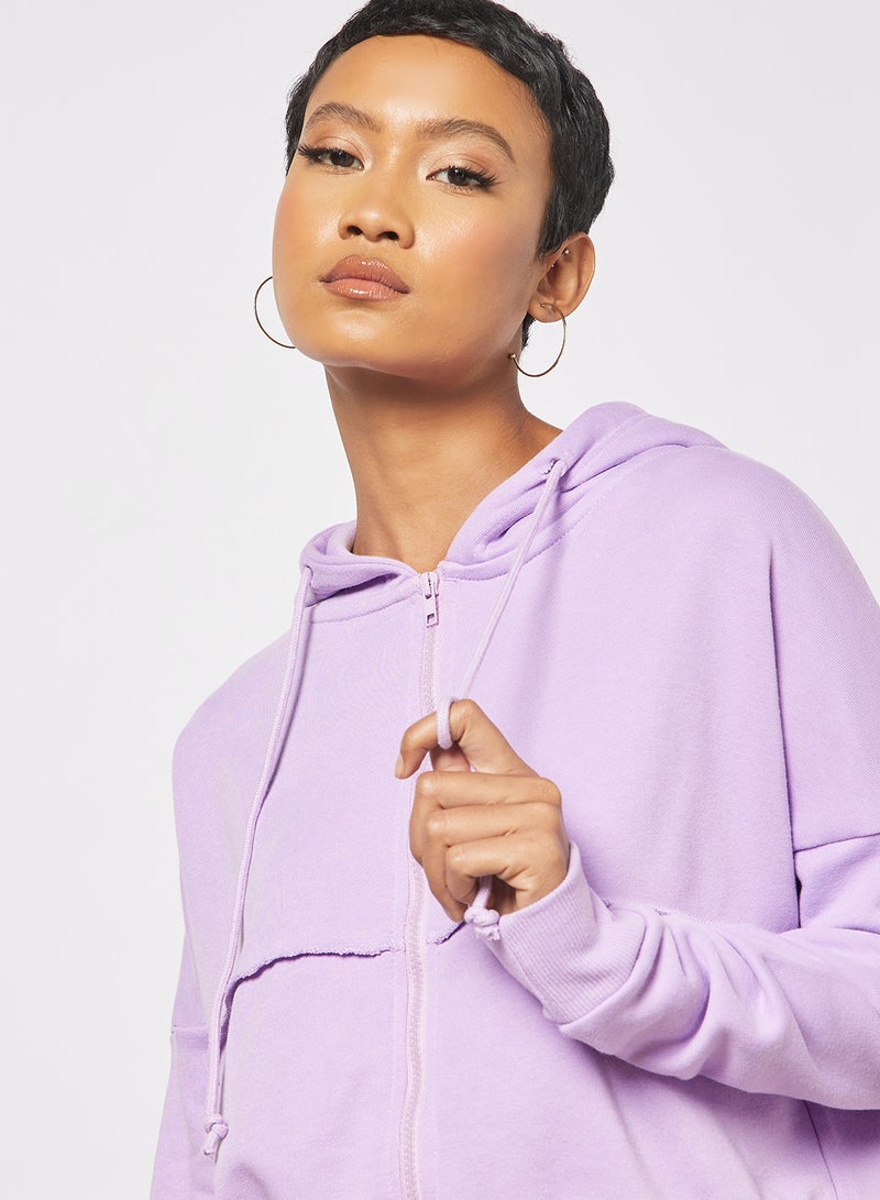 Sivvi x GenM - Cropped Zip-Up Hoodie Purple - Image 1