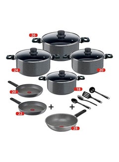 Tefal 15 Piece Cook Natural Stewpot Gl Set (Pot 26-24-20-18, frying pan 28-22-20 + 4 distributors) Grey 