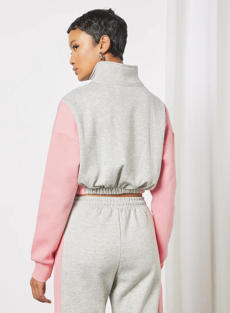 Sivvi x GenM Colourblock Cropped Sweatshirt Multicolour