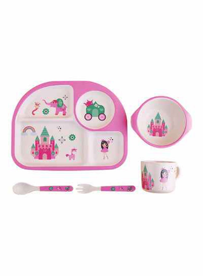 5 Pieces Eco-Friendly Bamboo Fiber Baby Feeding Tableware Set Newborns  -Pink - v1649596173/N18675389A_2