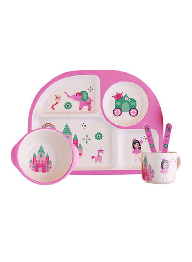 5 Pieces Eco-Friendly Bamboo Fiber Baby Feeding Tableware Set Newborns  -Pink - v1649596173/N18675389A_3