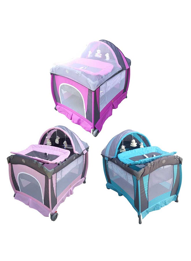 Baby love - Foldable Baby Comfortable Playpen 2 Layers With Toys and Mosquito Net - Image 1