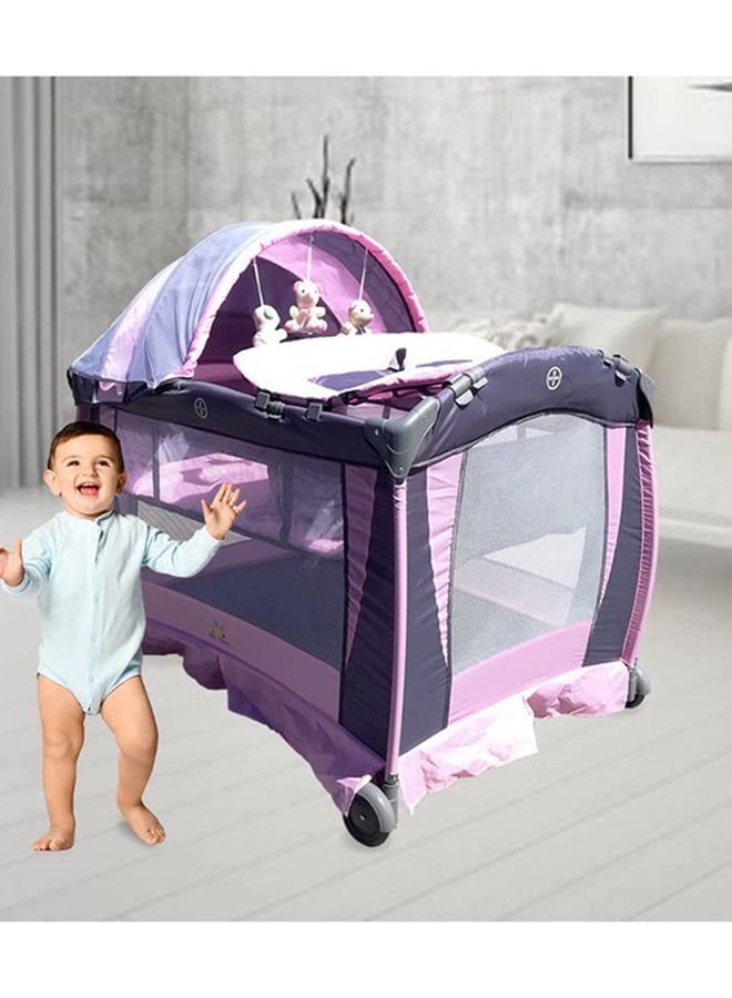Baby love - Foldable Baby Comfortable Playpen 2 Layers With Toys and Mosquito Net - Image 1