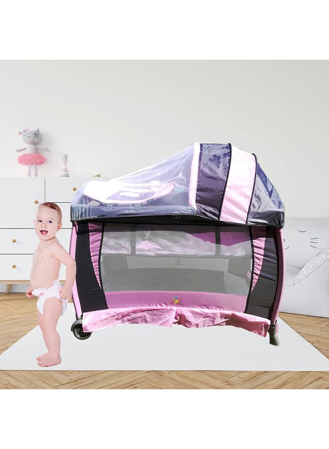 Baby love - Foldable Baby Comfortable Playpen 2 Layers With Toys and Mosquito Net - Image 1