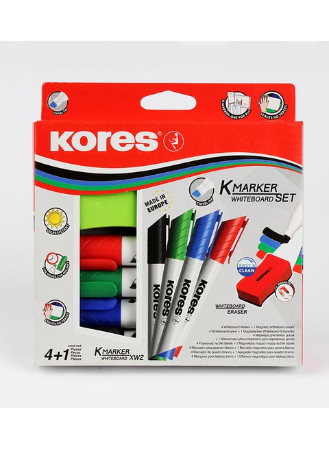 KORES K-MARKER BOARD SET 4 COLORS CHISEL+ eraser board 20865 Multicolour