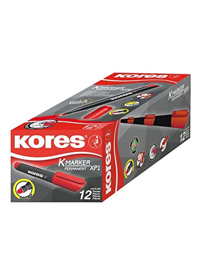 كورس K-Marker Permanent Marker XP1 Round Tip 20937 Red - Image 2