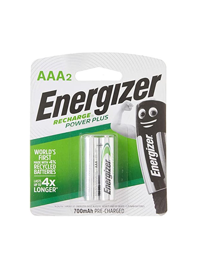 إنرجايزر مجموعة بطاريتي باور بلس تدوم طويلاً وقابلة لإعادة الشحن مقاس AAA وبسعة شحن 700 مللي أمبير في الساعة متعدد الألوان - Image 1