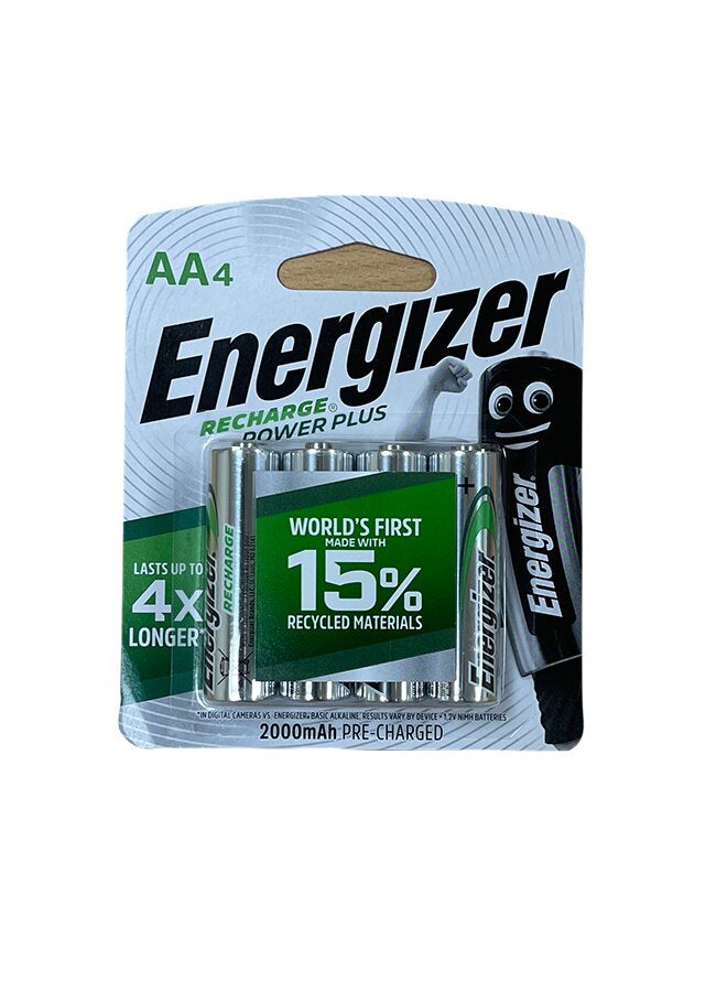 Energizer 4-Piece Power Plus HR6 AA Battery Set Silver/Black/Green - Image 2