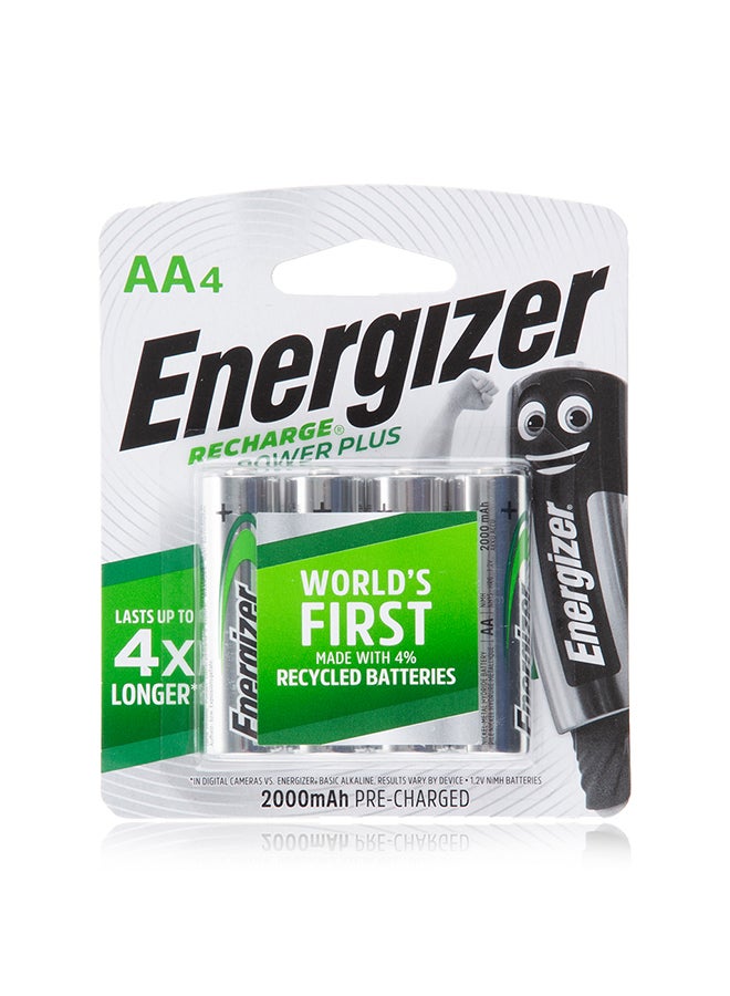 Energizer 4-Piece Power Plus HR6 AA Battery Set Silver/Black/Green - Image 1