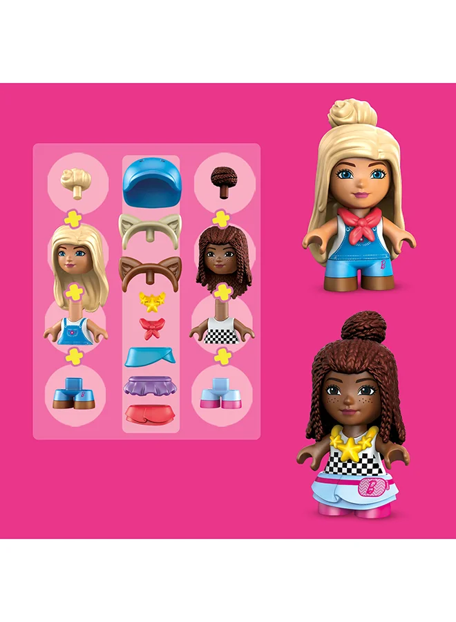 Barbie MEGA Barbie Pets Horse Stables Building Toy Playset with 3 Micro-Dolls, 9 Pets (304 Pieces)