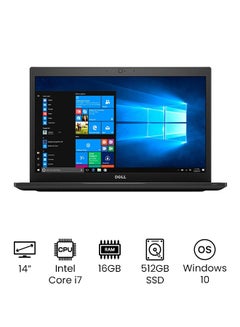 لابتوب لاتيتيود 7480 بشاشة مقاس 14 بوصة بدقة كاملة الوضوح ومعالج كور i7/ذاكرة رام 16 جيجابايت/محرك أقراص SSD سعة 512 جيجابايت/بطاقة رسومات إنتل 650 بدقة عالية الوضوح/نظام تشغيل ويندوز 10/إصدار عالمي باللغة الإنجليزية اللغة الإنجليزية أسود