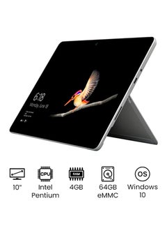 Surface Go With 10-Inch PixelSense Display, Intel Pentium Gold Processor/4GB RAM/64GB eMMC/Intel HD Graphics 615/Windows 10 /International Version English Silver