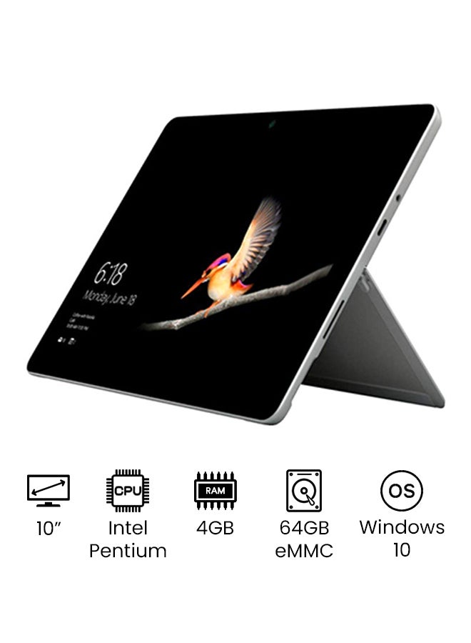 Microsoft - Surface Go With 10-Inch PixelSense Display, Intel Pentium Gold Processor/4GB RAM/64GB eMMC/Intel HD Graphics 615/Windows 10 /International Version English Silver - Image 1