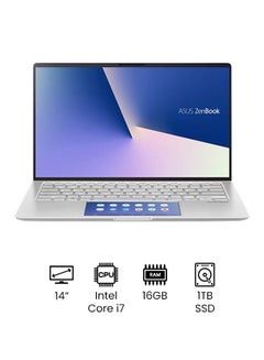 Zenbook UX434FLC-A6480T Laptop With 14-Inch Display, Core i7 Processer/16GB RAM/1TB SSD/2GB Nvidia GeForce Graphic Card Silver