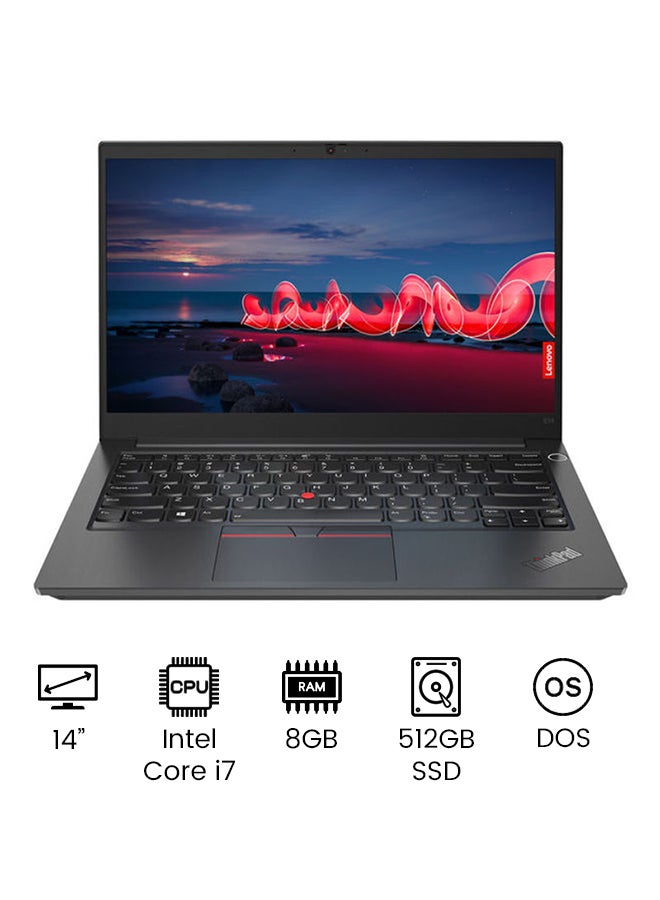 Lenovo - ThinkPad E14 Gen 2 (Upgraded Version) Laptop With 14 Inch Full HD Display, Core i7 Processor/8GB RAM/512GB SSD/DOS(Without windows)/2GB Nvidia GeForce MX450 /International Version English/Arabic Black - Image 1