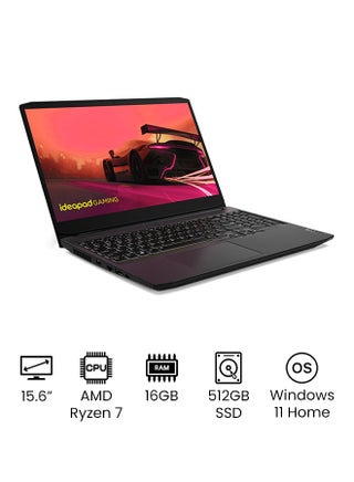 IdeaPad Gaming 3 Laptop With 15.6-Inch Full HD Display, AMD Ryzen 7 5800H Processor / 16GB RAM / 512GB SSD / 4GB NVIDIA GeForce GTX 1650 Graphics/Windows 11 Home English/Arabic Shadow Black - v1649657825/N52533751A_1