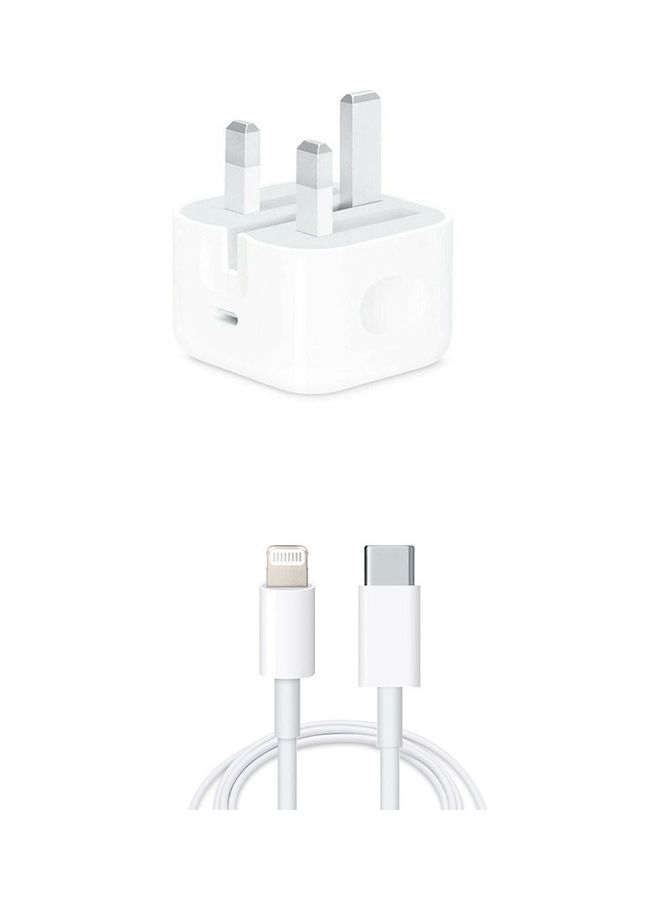 MARGOUN - 20W Power Adapter with USB-C to Lightning Cable 1m White - Image 1