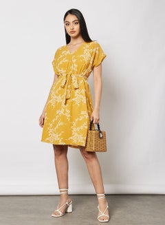 Casual Stylish Wrap Dress Mini With A Belt Yellow - v1649661357/N50226122V_4