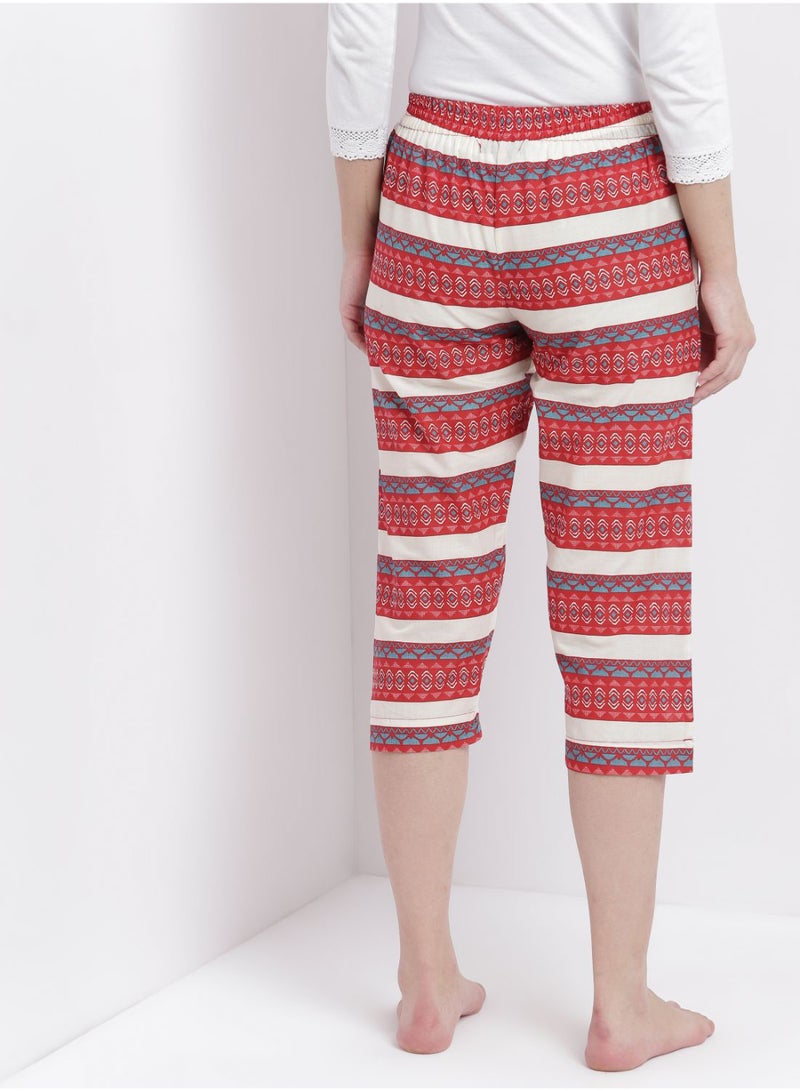 Aila Casual Comfortable Relaxed Fit Three Quarter Pyjama Pants With Matching Scrunchie Fuchsia  - Image 2