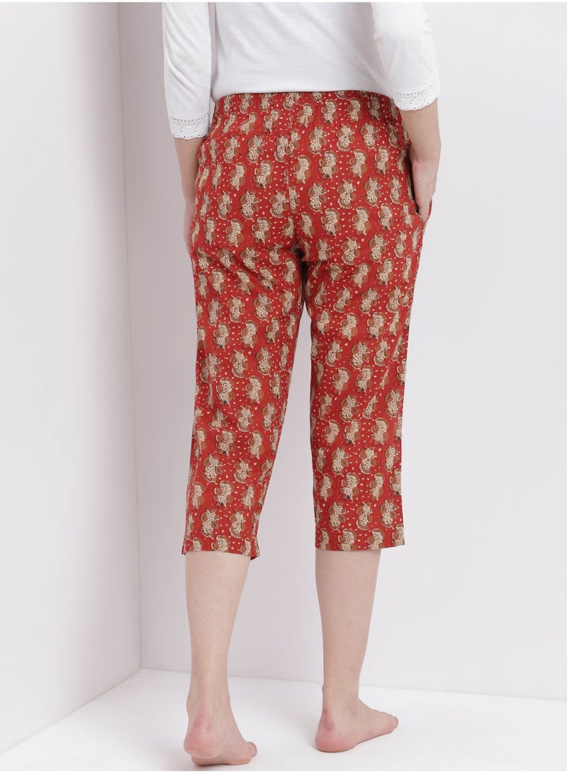 Aila Casual Comfortable Relaxed Fit Pyjama Pants With A Matching Scrunchie Rust  - Image 2