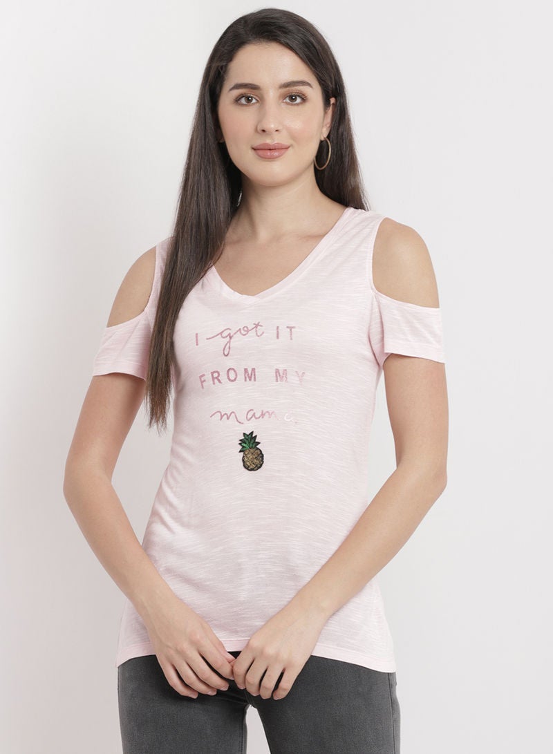 Aila - Printed Top Pink - Image 1