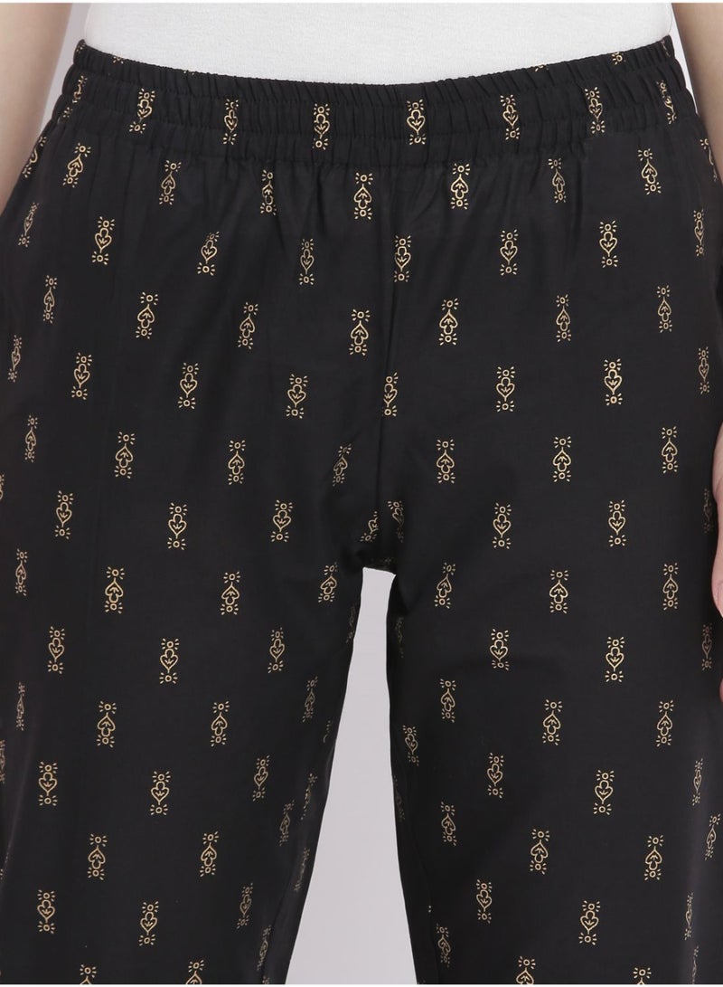 Aila Casual Comfortable Relaxed Fit Three Quarter Pyjama Pants With Matching Scrunchie Black - Image 5