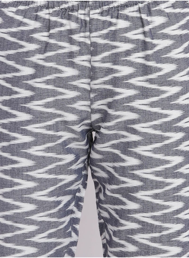 Casual Comfortable Relaxed Fit Pyjama Pants With A Matching Scrunchie Grey/White