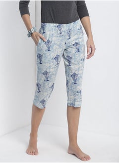 Casual Comfortable Relaxed Fit Three-Quarter Pyjamas With A Matching Scrunchie Multicolor