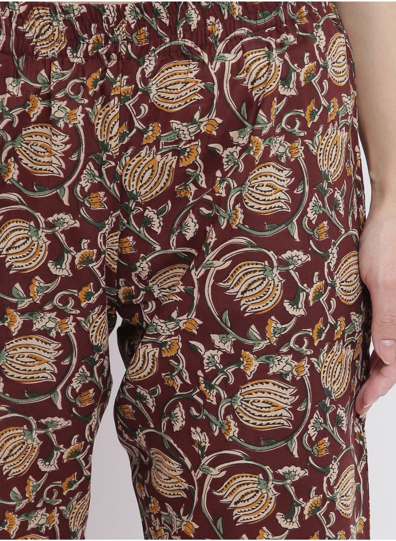 آيلا بنطال بيجامة كاجوال بمقاس مريح وطول ثلاثة أرباع مع ربطة سكرنشي متناسقة متعدد الألوان - Image 5