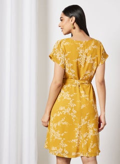 Casual Stylish Wrap Dress Mini With A Belt Yellow - v1649661497/N50226122V_2