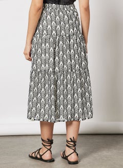 Aila Stylish Tiered Skirt Printed Casual Cream  - Image 2