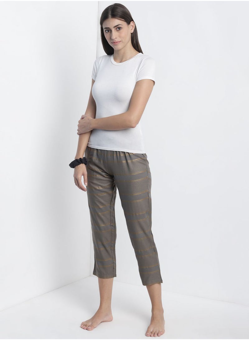 Aila Comfortable Casual Loungewear Pyjamas With A Matching Scrunchie Grey  - Image 3