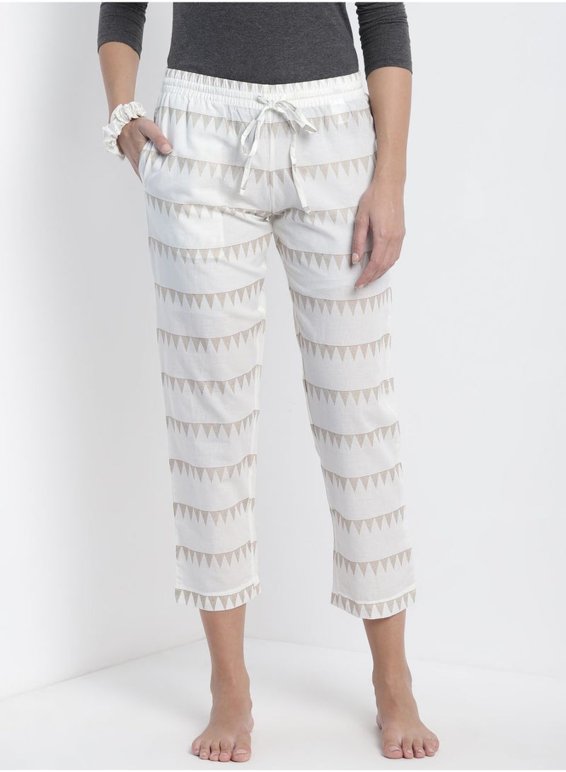 Aila Comfortable Casual Loungewear Pyjamas With A Matching Scrunchie White  - Image 1