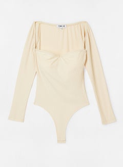 FEMME LUXE Square Neck Bodysuit Cream  - Image 5