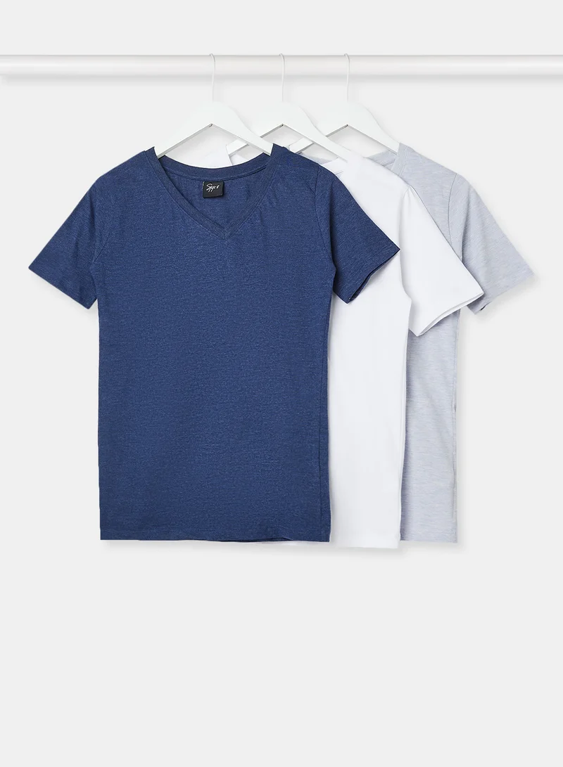 STATE 8 V-Neck T-Shirt (Pack of 3) Multicolour
