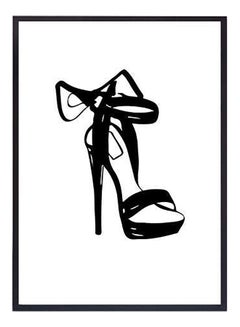 DECOREK Black Shoe Printed Canvas Painting Black/White 57 x 71 x 4.5cm  - Image 1