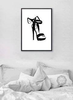DECOREK Black Shoe Printed Canvas Painting Black/White 57 x 71 x 4.5cm  - Image 2