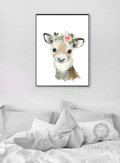 DECOREK Deer Printed Canvas Painting White/Olive/Grey 57 x 71 x 4.5cm  - Image 2