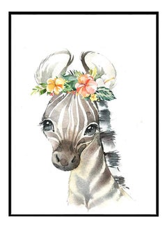 DECOREK Zebra Printed Canvas Painting Multicolour 57 x 71 x 4.5cm  - Image 1
